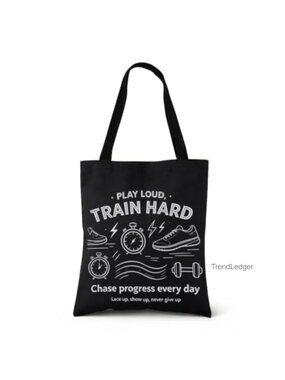 Canvas Tote Bag Gym Fitness Workout Motivational Inspirational